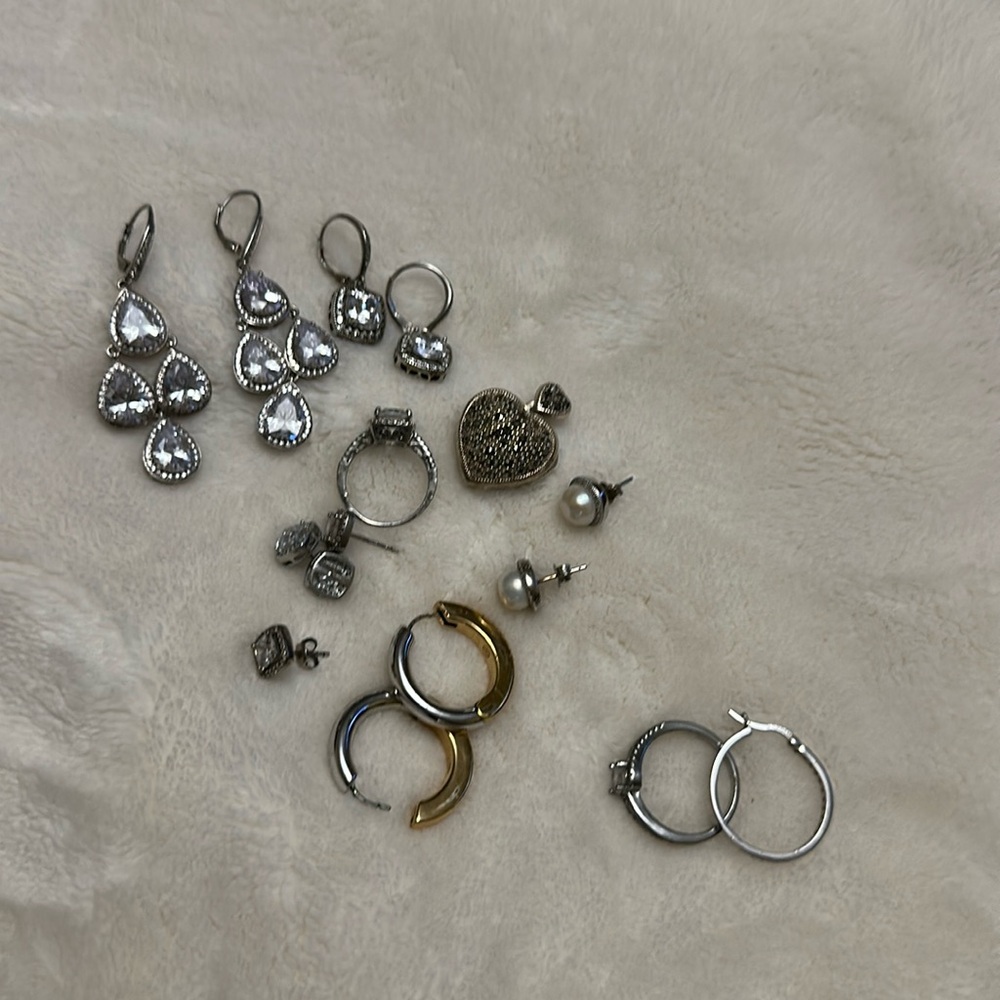 Elegant Silver and Gold Earring Set 925  except pair of tory Burch earrings